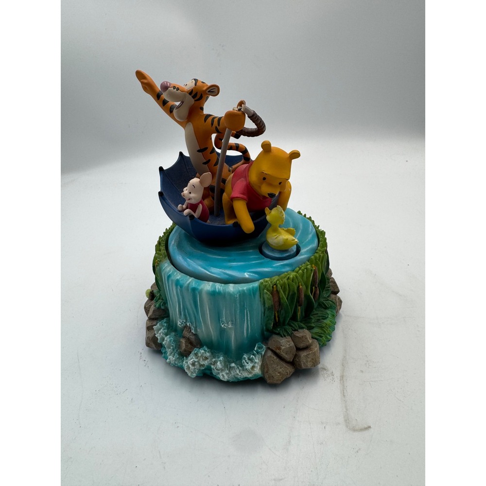 Disney Winnie the Pooh Tigger Piglet Umbrella Boat Musical Figurine Sankyo